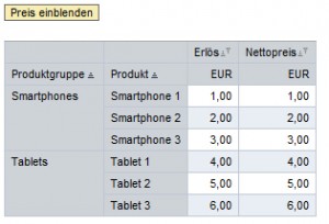 Preis eingeblendet