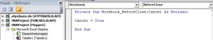 Workbook BeforeClose Ereignis