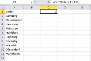 Fett formatierte Zellen zählen