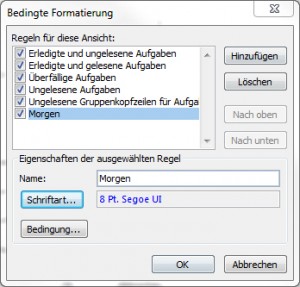 Bedingte Formatierung hinzugefügt