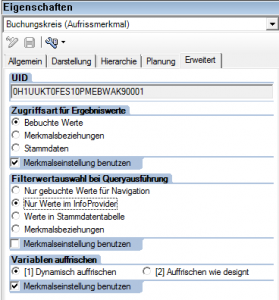 Filterwertauswahl Einstellung im Query Designer