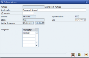 Transportauftrag Einstellungen