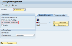 SAP Transport Organizer SE10