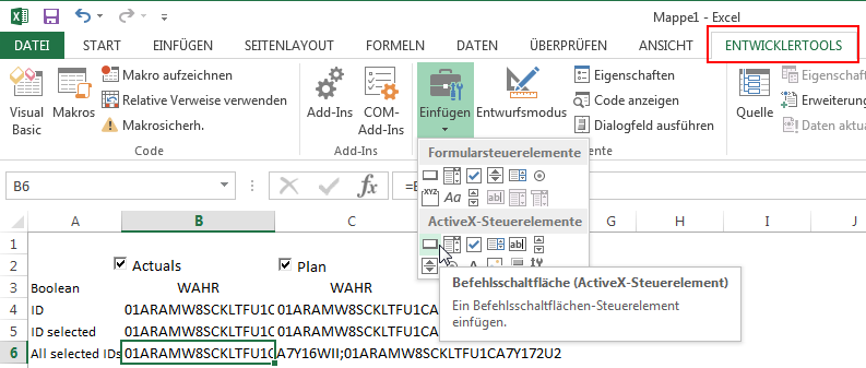 ActiveX Befehlsschaltfläche einfügen