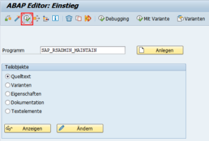 Programm zur Pflege der RSADMIN Parameter ausführen