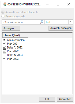 Einzublende Spalten einblenden