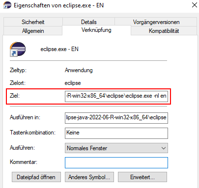 eclipse.exe -nl en