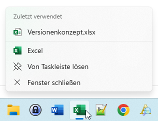 Rechtsklick auf Excel Verknüpfung ausführen
