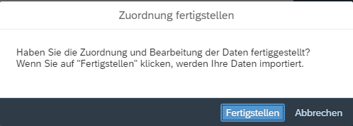 Zuordnung fertigstellen