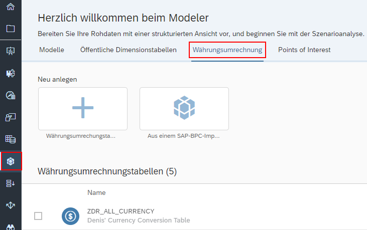 Modeler - Währungsumrechnung