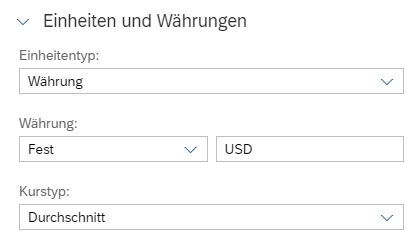 Feste Währung eingestellt