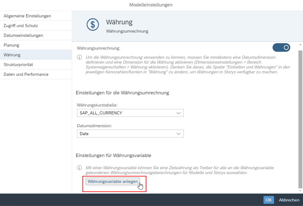 Währungsvariable anlegen