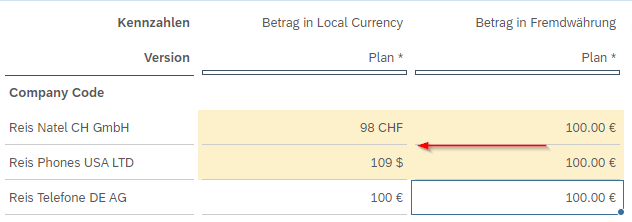 Planung in Fremdwährung