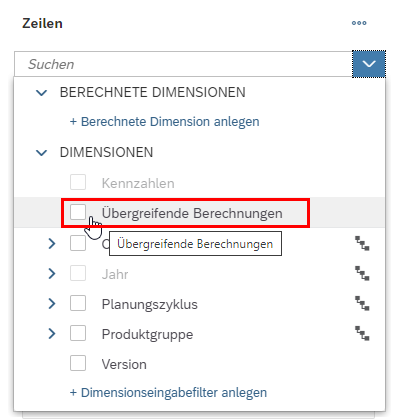 Übergreifende Berechnungen aktivieren