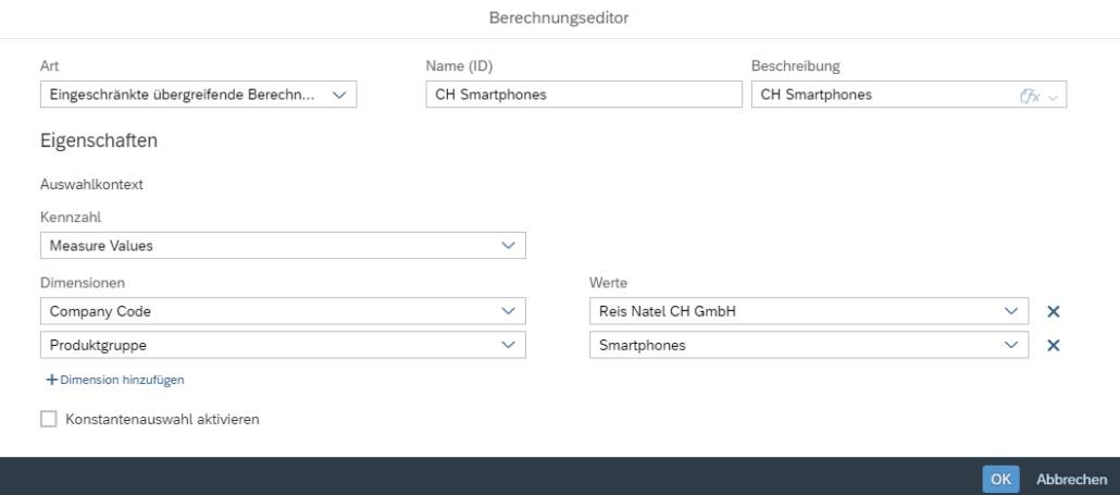 Einschränkungen im Berechnungseditor definieren