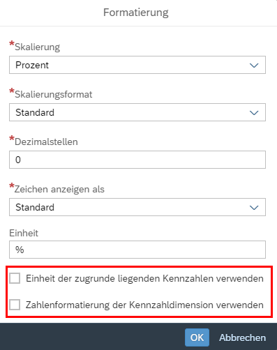 Formatierung auswählen