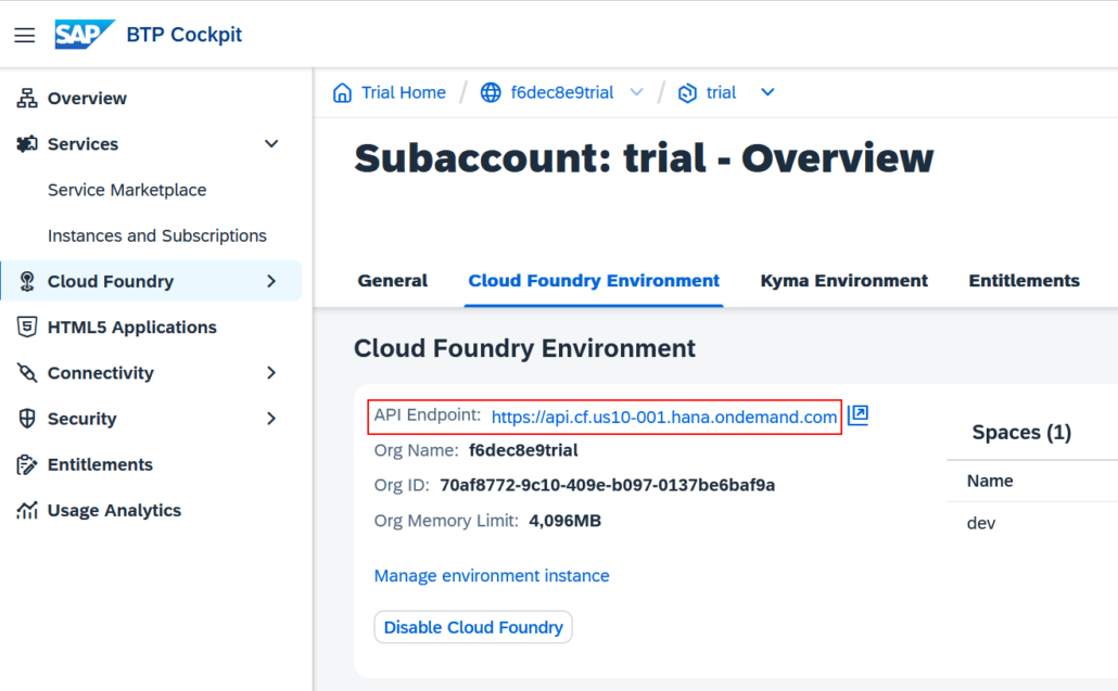 API Endpoint einsehen
