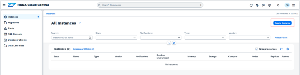 SAP HANA Cloud Instanz anlegen
