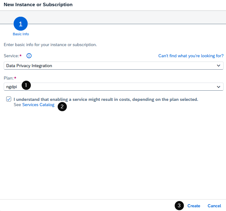 Data Privacy Integration Service anlegen