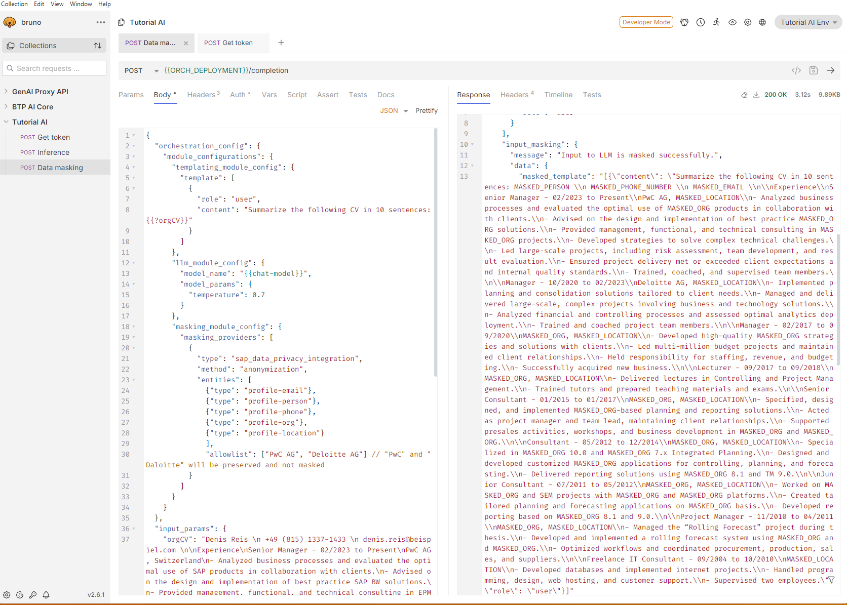 Data masking response