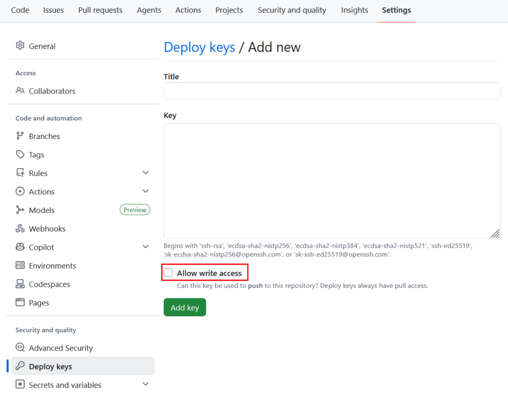 Add deploy key